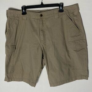 Ranch Tough Tan Rip Stop Cargo Shorts 40 Dadcore Utility Work Wear
